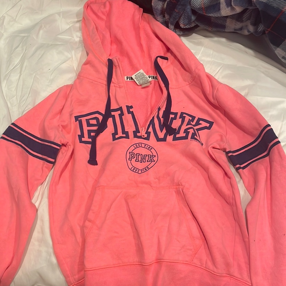 Pink quarter zip sweat shirt
